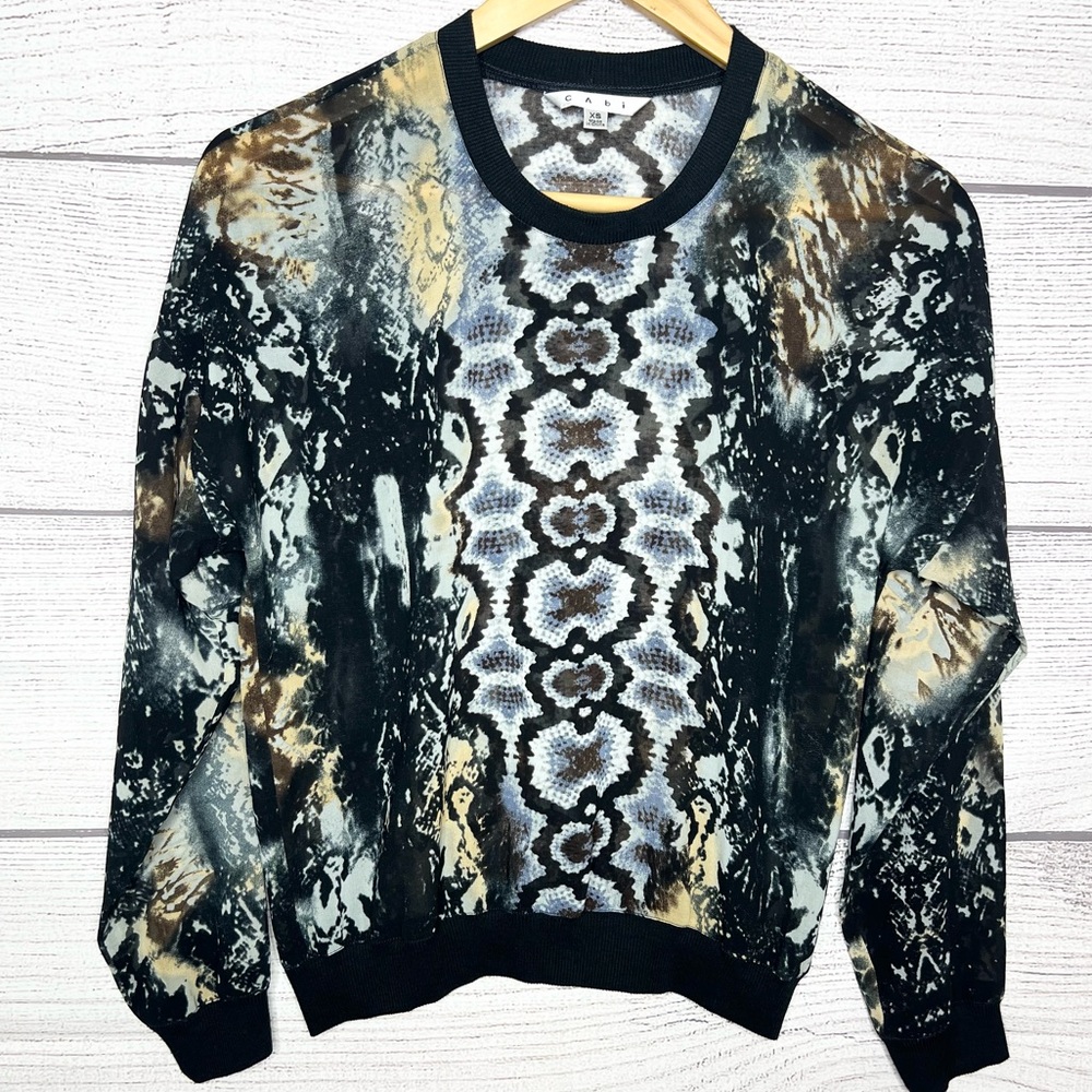 CAbi Sheer Python Snakeskin Print Chiffon Long Sl… - image 3